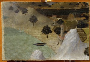 Zamek nad jeziorem - tempera na panelu autorstwa Ambrogio Lorenzetti