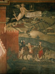 Przyjęcie myśliwskie (malowidło ścienne) autorstwa Ambrogio Lorenzetti