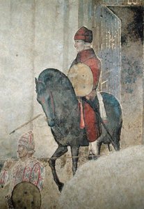 Alegoria Złego Rządu, fragment uzbrojonego jeźdźca autorstwa Ambrogio Lorenzetti