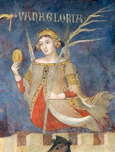 Alegoria złego rządu, próżność, szczegół z Alegorii i skutki dobrego i złego rządu w mieście i na wsi autorstwa Ambrogio Lorenzetti