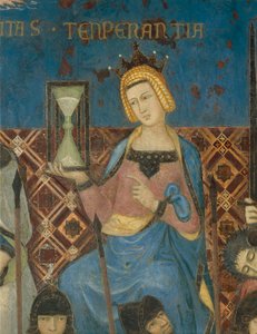 Alegoria dobrego rządu, wstrzemięźliwość, szczegół z Alegoria i wpływ dobrego i złego rządu na miasto i wieś autorstwa Ambrogio Lorenzetti