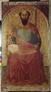 Święty Paweł. Obraz Ambrogio Lorenzettiego (1290-1348). Malowanie na drewnie. Roccalbegna (Grosseto), kościół świętych Piotra i Pawła autorstwa Ambrogio Lorenzetti