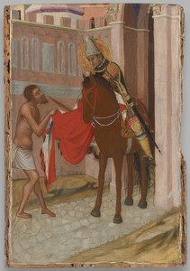 Święty Marcin z Tours dzieli się swoim płaszczem z żebrakiem. Około 1340 r. autorstwa Ambrogio Lorenzetti