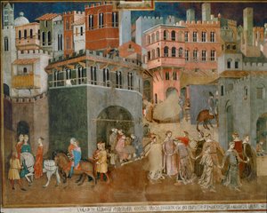 Błogosławieństwa dobrego rządu (fresk) autorstwa Ambrogio Lorenzetti