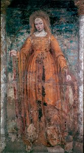 Fresk św. Katarzyny ze Sieny autorstwa Ambrogio da Fossano zwany Bergognone (1460-1523). Wymiary 170x77 cm Mediolan, Galeria Sztuki Brera autorstwa Ambrogio da Fossano (c.1460 1523) (attr.to)