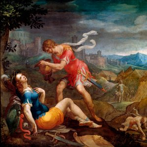 Tancrede christens Clorinde Ilustracja do wiersza „La jerusalem delivree” Torquato Tasso (znanego jako Le Muche