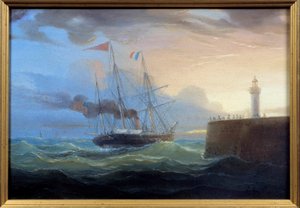 Steam Outgoing the Harbor Obraz Louisa Garneraya (1783-1857) XIX-wieczny Fecamp, Muzeum Nowej Fundlandii autorstwa Ambroise Louis Garneray