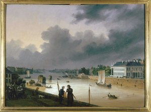 Port w Nantes autorstwa Louisa Garneraya, sd. ok. 1820, Olej na płótnie, H. 0,330; L. 0,460. CCIP Dz. autorstwa Ambroise Louis Garneray