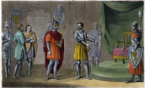 Chilperic II (670 - 721) został umieszczony na tronie przez Rainfroi w 715. Zaprojektowany i wyryty przez Ambroise Tardieu w 1825. autorstwa Ambroise Tardieu