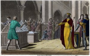Grimoald, syn Pépina Starszego, burmistrza Pałacu Austrazji (642) pod Sigebertem III. Zaprojektowany i wygrawerowany przez Ambroise Tardieu w 1825 roku. autorstwa Ambroise Tardieu