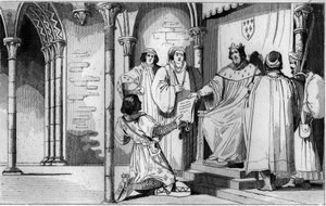 W 1327 r. Karol IV Bel (1294-1328) przejął panowanie Burbonów na rzecz pachwinowego syna Roberta de Clermonta i wnuka Saint-Louis, Ludwika I autorstwa Ambroise Tardieu