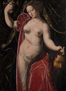 Judyta trzymająca głowę Holofernesa, ok. 1530-1533 (olej na drewnie) autorstwa Ambrosius (after) Benson