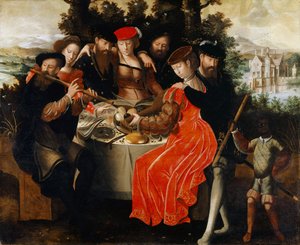 Firma produkująca muzykę na zewnątrz, ok. 1540-50 autorstwa Ambrosius Benson