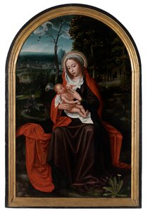 Odpoczynek w locie do Egiptu (olej na desce) autorstwa Ambrosius Benson