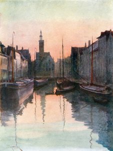 Quai du Miroir, Brugia (kolorowa litografia)