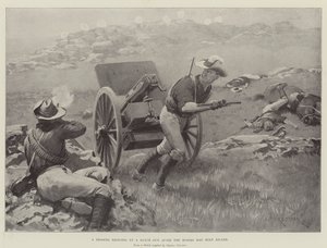 Żołnierz podnoszący Maxim Gun po zabiciu koni