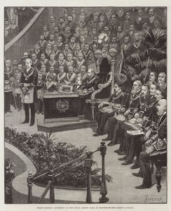 Wielkie Zgromadzenie Masońskie w Royal Albert Hall dla uczczenia Jubileuszu Królowej autorstwa Amedee Forestier