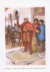 Stiliko, wandal, Magister rzymski Utriusque Militiae, ilustracja z filmu Żołnierz rzymski, 1928 autorstwa Amedee Forestier