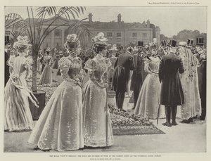 Królewska wizyta w Irlandii, Książę i Księżna Yorku na przyjęciu ogrodowym w Viceregal Lodge, Dublin autorstwa Amedee Forestier