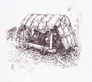 Żółw, maszyna polowa, ilustracja z filmu Żołnierz rzymski, 1928