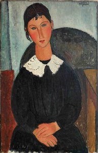 Elvira z białym kołnierzykiem, 1917-1918. autorstwa Amedeo Modigliani