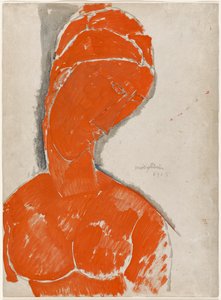 Kobiecy biust w kolorze czerwonym autorstwa Amedeo Modigliani