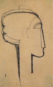 Głowa z profilu (węgiel drzewny na papierze) autorstwa Amedeo Modigliani