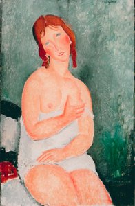 Młoda kobieta w koszuli - Obraz Amedeo Modigliani (1884-1920) autorstwa Amedeo Modigliani