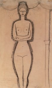 Stojący akt (ołówek na papierze) autorstwa Amedeo Modigliani