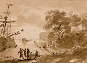 Bez tytułu [scena na wybrzeżu], ok. 1803 (pióro i pranie)