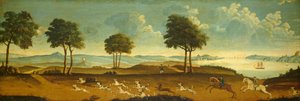 Scena polowania z portem autorstwa American 18th Century