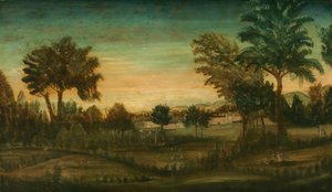 Krajobraz z budynkami autorstwa American 18th Century