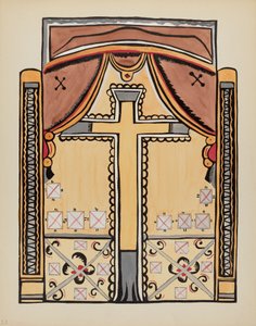 Tabliczka 13: Wzór z krzyżem: Z portfolio "Hiszpańskie wzory kolonialne Nowego Meksyku" autorstwa American 20th Century