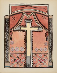 Tabliczka 13: Wzór z krzyżem: Z portfolio "Hiszpańskie wzory kolonialne Nowego Meksyku" autorstwa American 20th Century