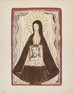 Tablica 20: Św. Weronika: Z portfolio "Hiszpańskie wzory kolonialne Nowego Meksyku" autorstwa American 20th Century