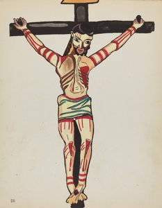 Tabliczka 26: Chrystus ukrzyżowany, Taos: Z portfolio "Hiszpańskie wzory kolonialne Nowego Meksyku" autorstwa American 20th Century