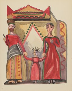 Tablica 28: Święta Rodzina: Z Portfolio "Hiszpańskie Wzory Kolonialne Nowego Meksyku" autorstwa American 20th Century