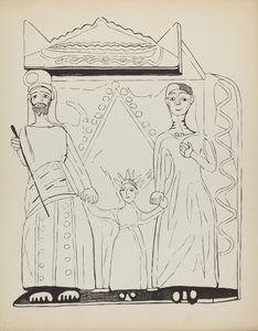 Tabliczka 28: Święta Rodzina: Z Portfolio "Hiszpańskie Wzory Kolonialne Nowego Meksyku" autorstwa American 20th Century
