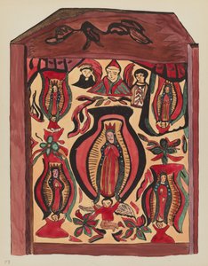 Tablica 32: Matka Boża z Guadalupe: Z Portfolio "Hiszpańskie Wzory Kolonialne Nowego Meksyku" autorstwa American 20th Century