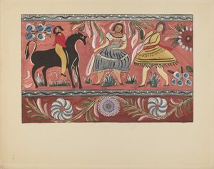 Tabliczka 42: Malowana Skrzynia Projekt: Z Portfolio "Hiszpańskie Wzory Kolonialne Nowego Meksyku" autorstwa American 20th Century
