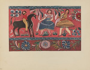 Tabliczka 42: Malowana Skrzynia Projekt: Z Portfolio "Hiszpańskie Wzory Kolonialne Nowego Meksyku" autorstwa American 20th Century
