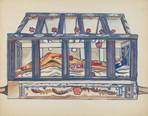 Tablica 4: Chrystus w grobie: Z portfolio "Hiszpańskie wzory kolonialne Nowego Meksyku" autorstwa American 20th Century