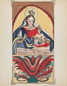 Tablica 7: Matka Boża z Góry Karmel: Z portfolio "Hiszpańskie wzory kolonialne Nowego Meksyku" autorstwa American 20th Century