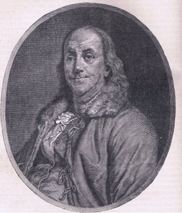 Benjamin Franklin, ilustracja z Cassells History of the United States wydana przez Cassell, Petter & Galpin, c.1900 (lito) autorstwa American English school