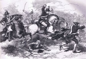 Pogrom lojalnych rekrutów, ilustracja z Cassells History of the United States wydanej przez Cassell, Petter & Galpin, ok. 1900 (litografia) autorstwa American English school