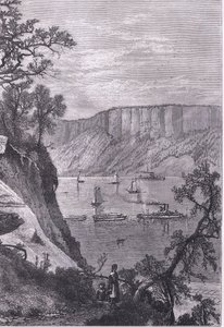 Palisades of the Hudson, ilustracja z Cassells History of the United States wydana przez Cassell, Petter & Galpin, c.1900 (litografia) autorstwa American English school