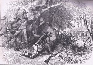 Treachery of the Cherokees 1760, ilustracja z Cassells History of the United States wydana przez Cassell, Petter & Galpin, c.1900 (litografia) autorstwa American English school