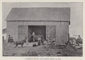 Stodoła chrześcijańskiego Indianina, misja Scugog (zdjęcie czarno-białe) autorstwa American Photographer (after)