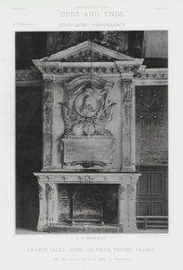 Kominek: Grande Salle, Hotel De Ville, Troyes, Francja (zdjęcie czarno-białe) autorstwa American Photographer (after)