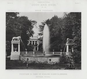 Fontanna w parku Schloss Klein-Glienicke, Poczdam, Prusy (zdjęcie czarno-białe) autorstwa American Photographer (after)